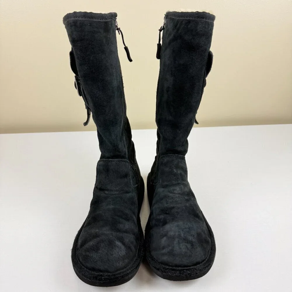 UGG Retro Cargo Pocket Black Suede Boots S/N 5195